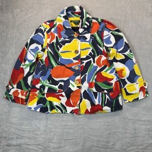 Lauren‎ Ralph Lauren Jacket Womens Medium Floral Abstract Bright Colorful Canvas